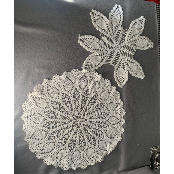 Vintage Handcrafted Lace Doilies Set Of 2 Decorative Table Accents - Picture 1 of 13